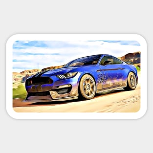 Mustang GT500 Cartoon Drawing Action Print Sticker